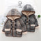 Winter children plus velvet hooded long sleeve coat